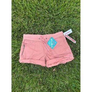 NEW Unionbay Womens Peach Pink Stretch Twill Drawstring Cargo Shorts